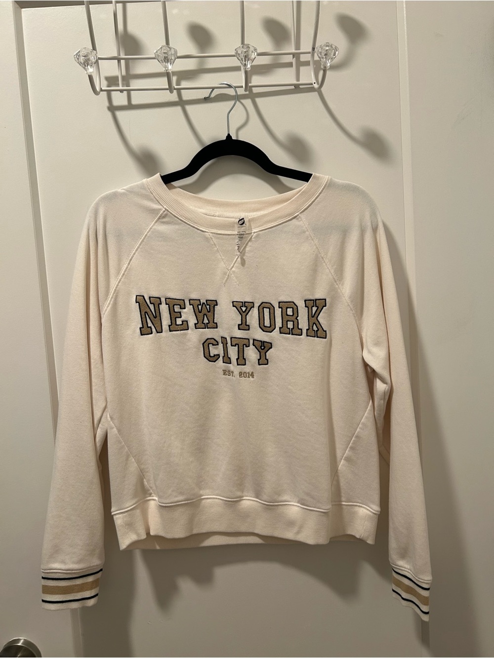Lou & Grey New York City Graphic Varsity Stripe Pullover Sweatshirt